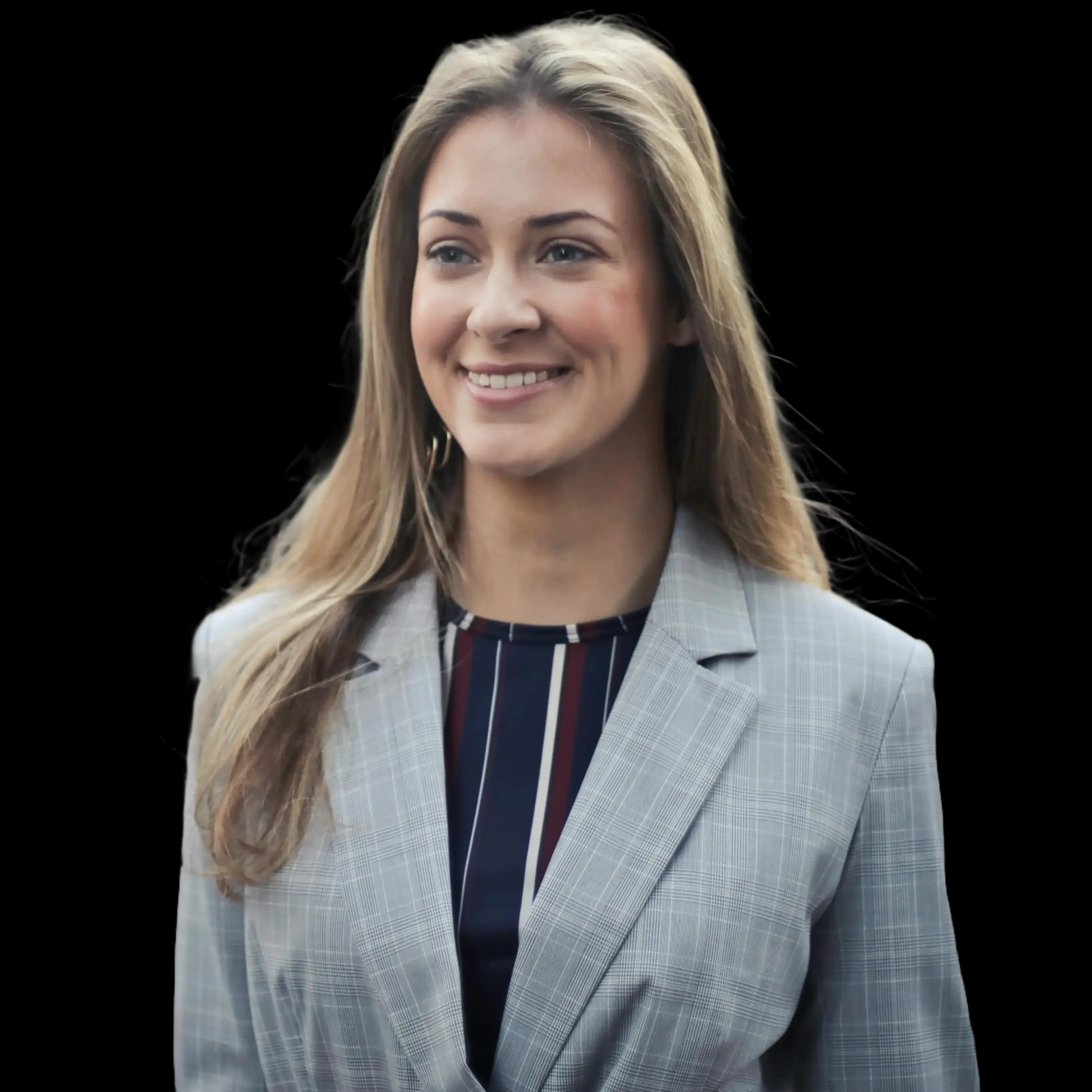 Business professional looking forward with a smile that represents a successful sole proprietorship setup.